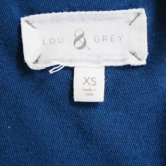 Lou & Grey Size XS Cotton Jersey Knit Tee Cap Sleeve Crew Neck Blue - Picture 8 of 9